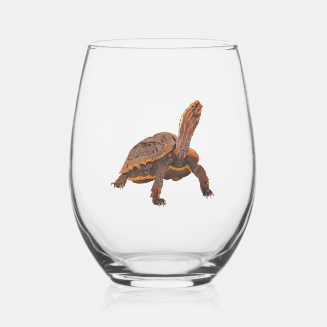 Turtle Copy Copy Copy Copy Copy Copy Copy Stemless Wine Glass (Front)