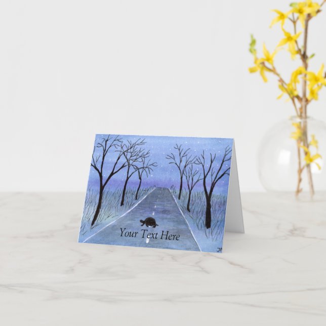 Turtle Crossing Card (Yellow Flower)