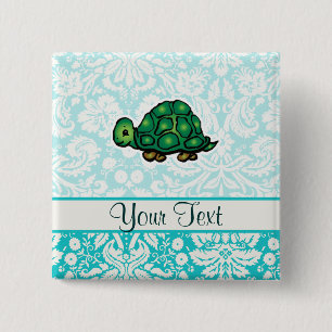 Turtle; Cute 2 Inch Square Button