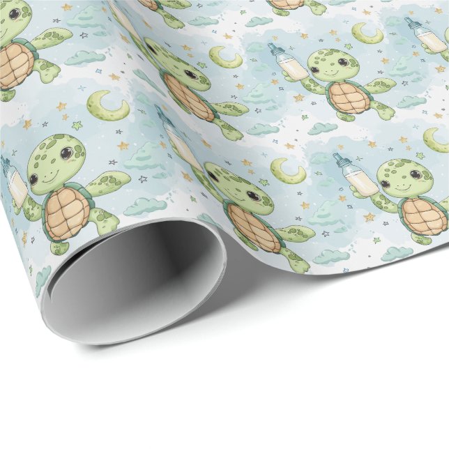 Turtle Cute Baby Pastel Watercolor Pattern  Wrapping Paper (Roll Corner)