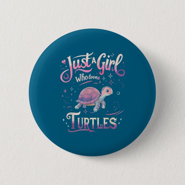 Turtle Cute Girl Men Women S  2 Inch Round Button (Front)