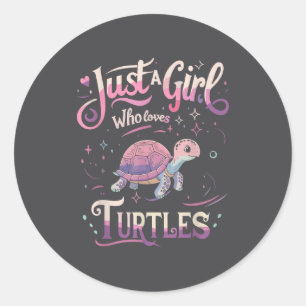 Turtle Cute Girl Men Women S Classic Round Sticker