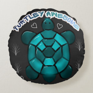  Turtle Cute Pun Funny Animal Gift Round Pillow