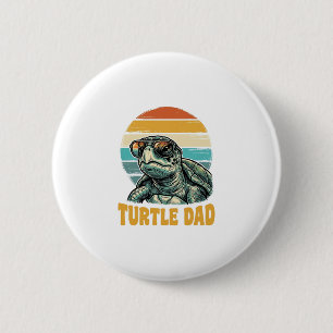Turtle Dad Retro Sunset Vintage Engraving Vector D 2 Inch Round Button