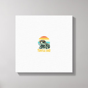 Turtle Dad Retro Sunset Vintage Engraving Vector D Canvas Print
