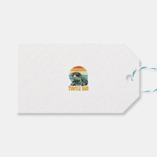 Turtle Dad Retro Sunset Vintage Engraving Vector D Gift Tags