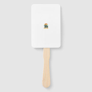 Turtle Dad Retro Sunset Vintage Engraving Vector D Hand Fan