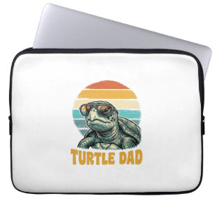 Turtle Dad Retro Sunset Vintage Engraving Vector D Laptop Sleeve