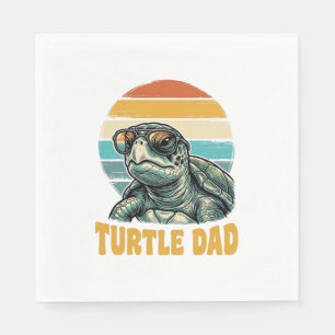 Turtle Dad Retro Sunset Vintage Engraving Vector D Napkin