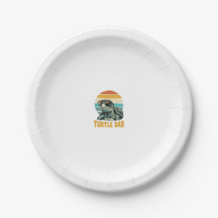 Turtle Dad Retro Sunset Vintage Engraving Vector D Paper Plate