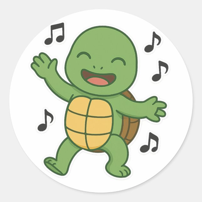 Turtle dancing  classic round sticker (Front)