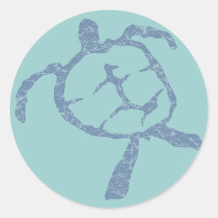 turtle-dark blue classic round sticker