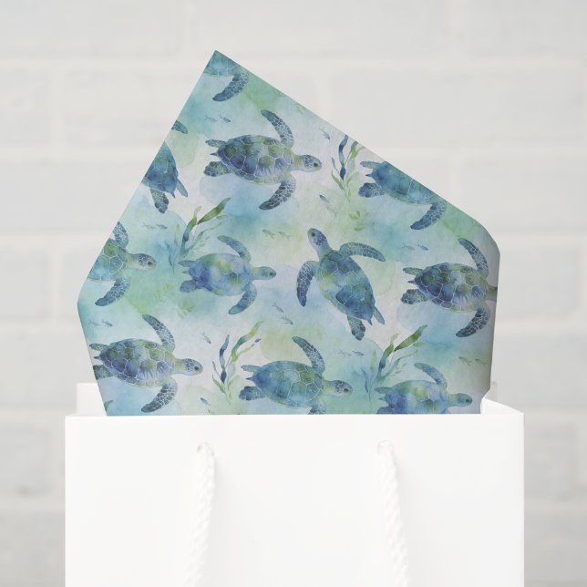 Turtle Decoupage Tissue Paper, Sea Turtle Paper (Gift Bag)