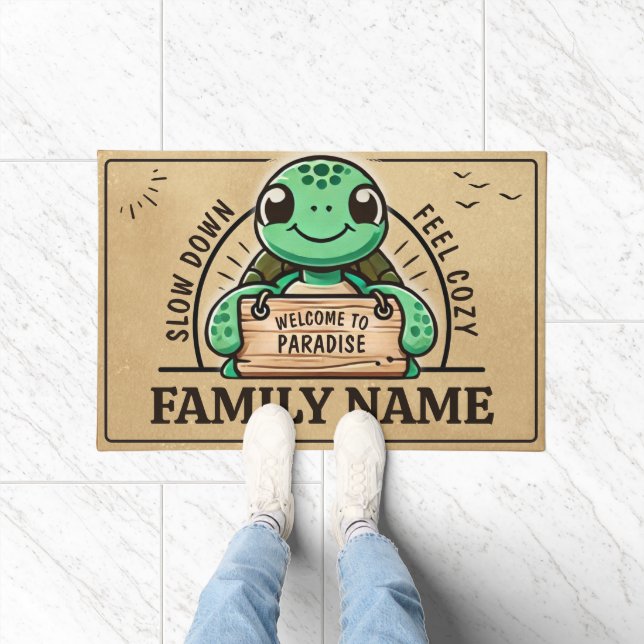 Turtle design customizable for warm families doormat (Indoor)