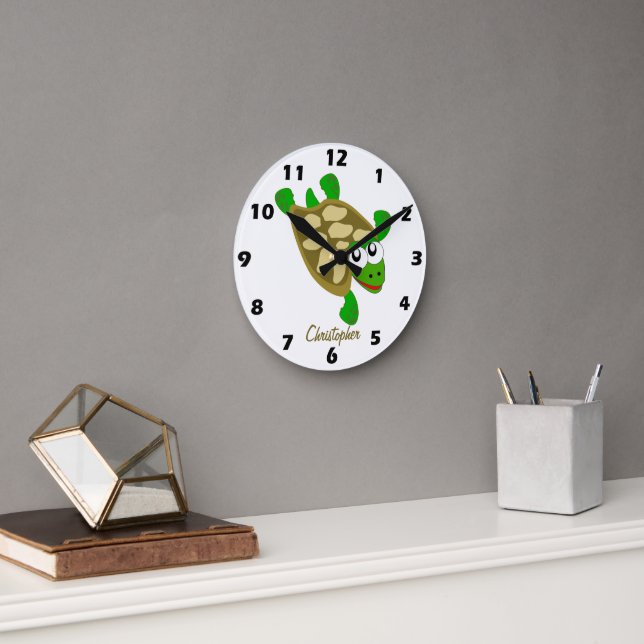 Turtle Design Personalised Round Clock (Office)