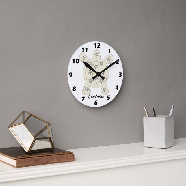 Turtle Design Personalised Round Clock (Office)