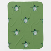 Turtle design seaside baby blanket