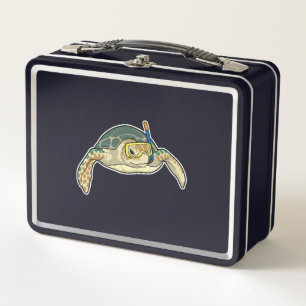 Turtle Diver Snorkel Metal Lunch Box