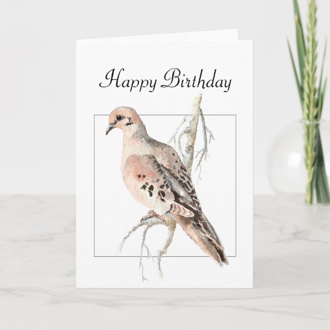 Turtle Dove, Bird, Blank Birthday Card (Front)