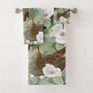 Turtle Dove Birds Flowers Wildlife Bath Towel Set
