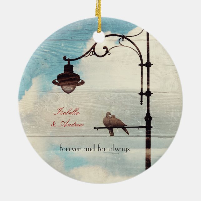 Turtle Doves - love and faithfulness Ceramic Ornament (Back)