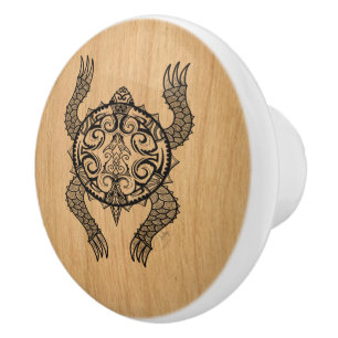 Turtle Drawing Ceramic Knob