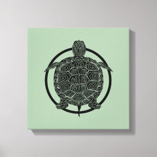 Turtle Drawing - Wildlife Circle Series Canvas Print