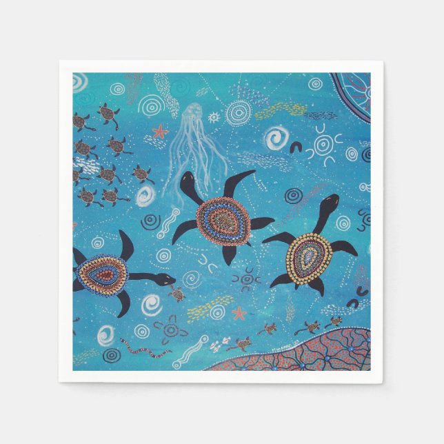 Turtle Dreaming Aboriginal Art Napkins (Front)