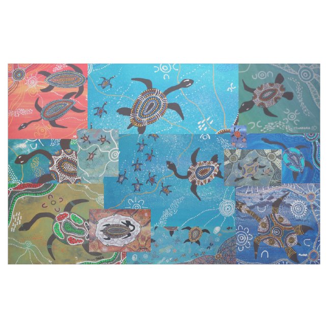 Turtle Dreaming Collage Aboriginal Fabric (Yard)