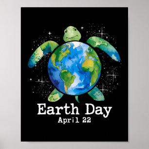 Turtle Earth Day Shirt For Women Kid Teacher Sea S Poster