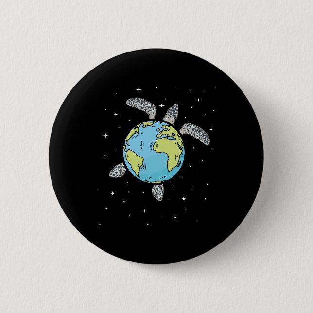 Turtle Earth Sea Turtle Earth Day Turtle Planet  2 Inch Round Button (Front)