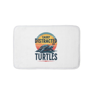 Turtle Easily Distracted By Turtles Sea Vintage Ki Bath Mat