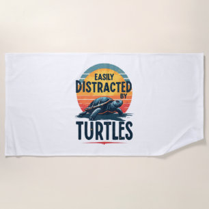 Turtle Easily Distracted By Turtles Sea Vintage Ki Beach Towel