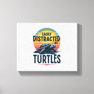 Turtle Easily Distracted By Turtles Sea Vintage Ki Canvas Print
