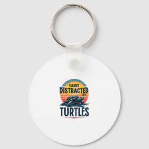 Turtle Easily Distracted By Turtles Sea Vintage Ki Keychain