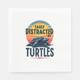 Turtle Easily Distracted By Turtles Sea Vintage Ki Napkin