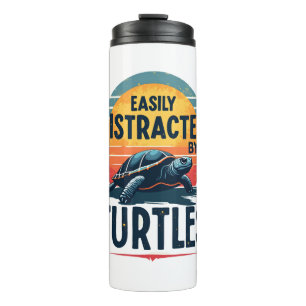 Turtle Easily Distracted By Turtles Sea Vintage Ki Thermal Tumbler