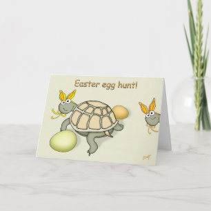 Turtle Easter Bunny with Eggs Invitation Card
