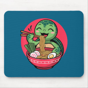Turtle Eating Ramen Kawaii Turtle Japanese Kawaii  Mouse Pad