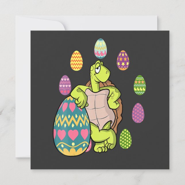Turtle Egg Hunting Easter Day Cute Animal Boys Gir Invitation (Front)