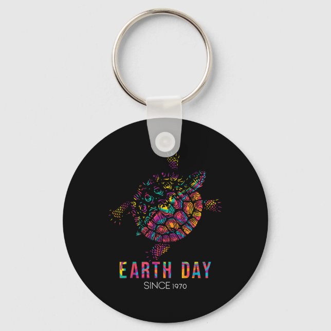 Turtle Environmental Protection Earth Day Since Keychain (Front)