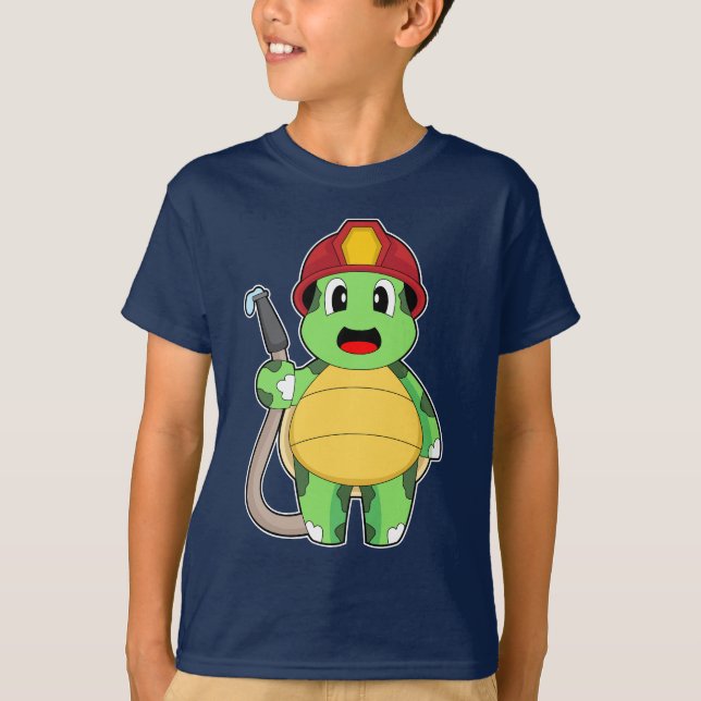 Turtle Firefighter Fire hose Fire department T-Shirt (Front)