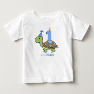 Turtle First Birthday Tshirt blue Personalized