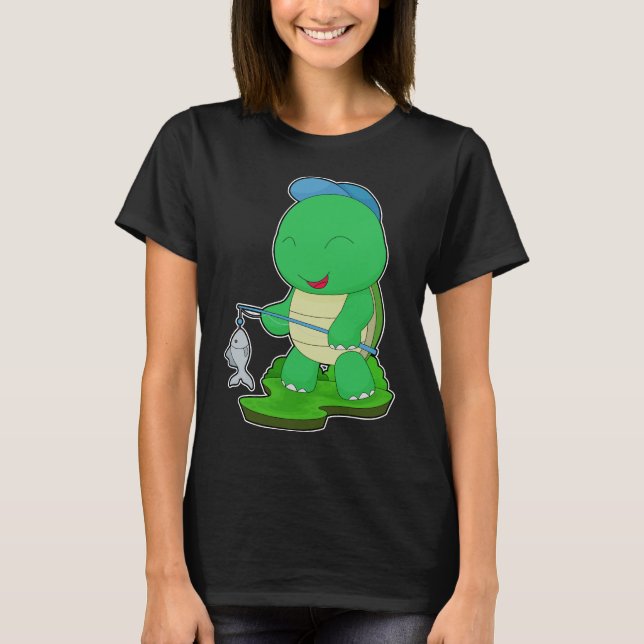 Turtle Fisher Fishing rod Fishing T-Shirt (Front)