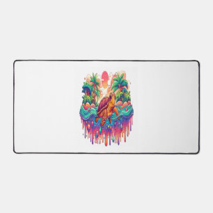 Turtle Floats in Liquid Garden. Desk Mat