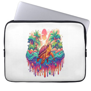 Turtle Floats in Liquid Garden. Laptop Sleeve
