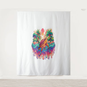 Turtle Floats in Liquid Garden. Tapestry