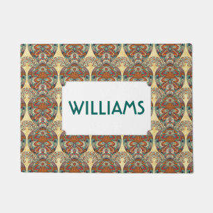 Turtle Floral Pattern Add Your Name Doormat