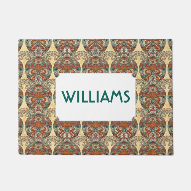 Turtle Floral Pattern | Add Your Name Doormat (Front)