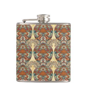 Turtle Floral Pattern Hip Flask
